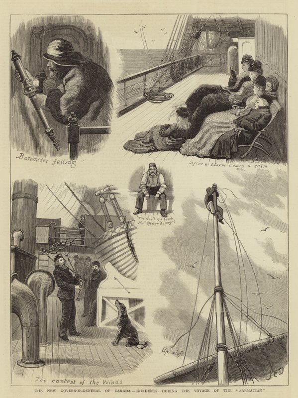 Nowy gubernator generalny Kanady, Incydenty podczas rejsu Sarmaty autorstwa John Charles Dollman