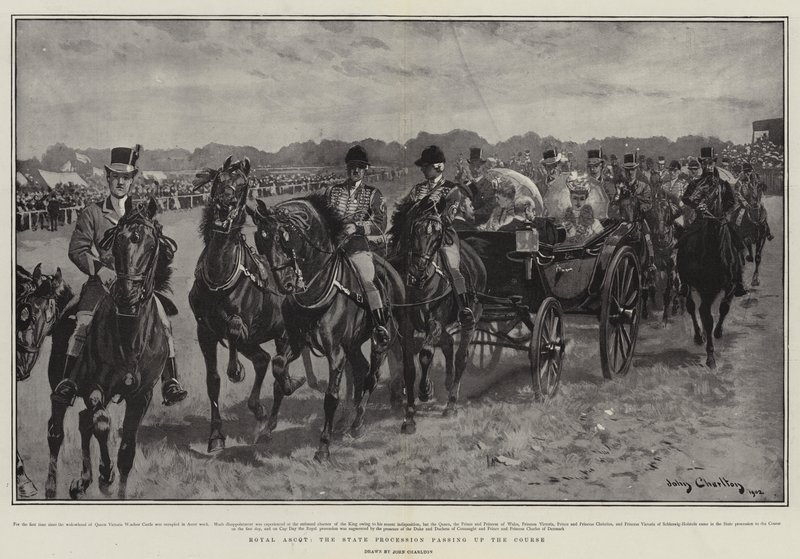 Royal Ascot, procesja państwowa przechodząca przez kurs autorstwa John Charlton