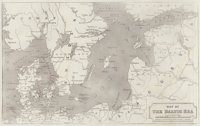 Mapa Morza Bałtyckiego autorstwa John Dower