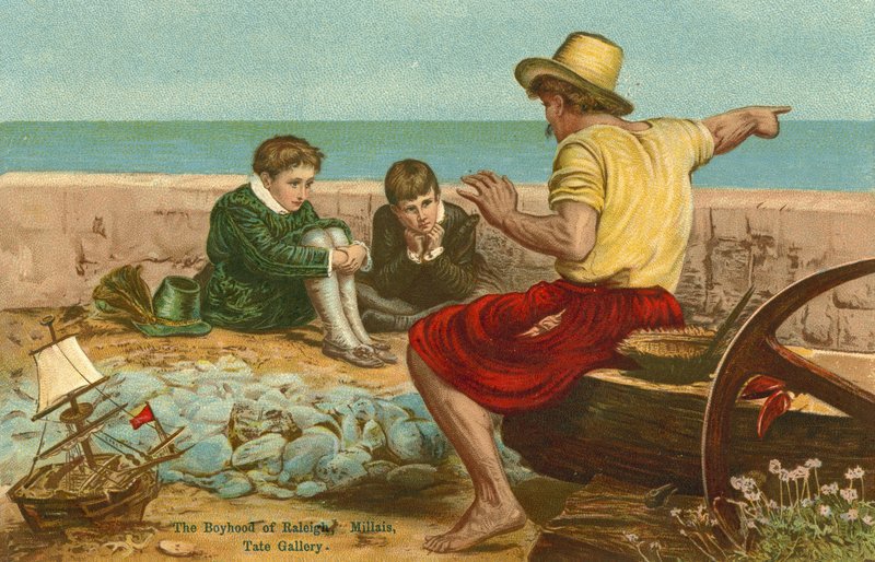 Dzieciństwo Sir Waltera Raleigha (chromolitho) autorstwa John Everett Millais