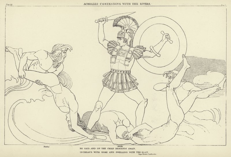 Achilles walczący z rzekami autorstwa John Flaxman
