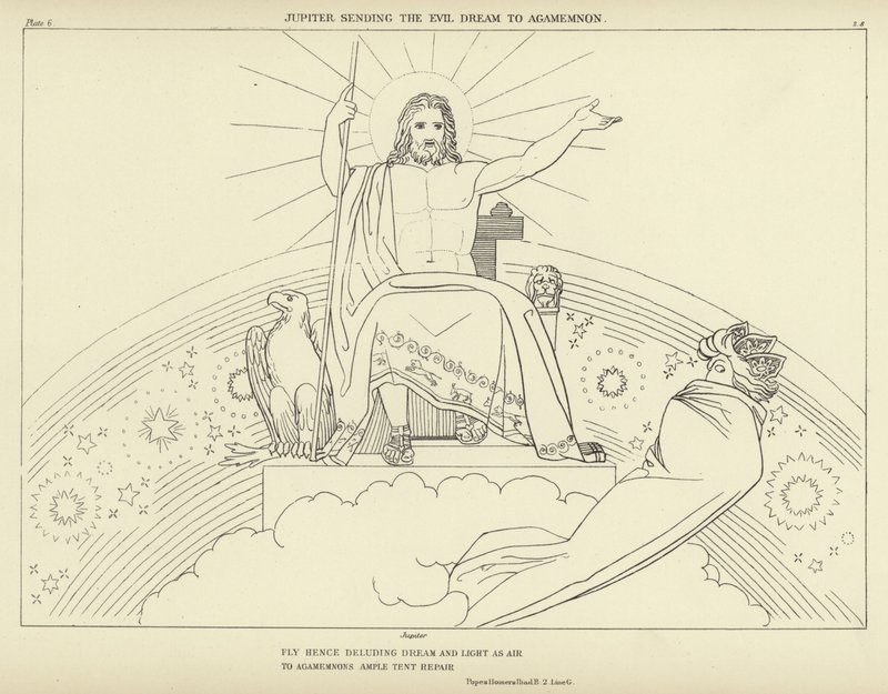 Jowisz wysyła Zły Sen do Agamemnona autorstwa John Flaxman