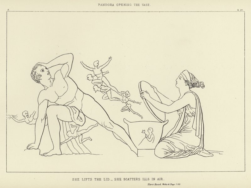 Pandora otwierająca wazon autorstwa John Flaxman
