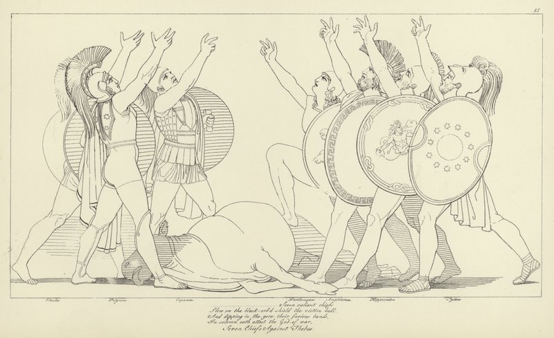 Siedmiu wodzów przeciwko Tebom autorstwa John Flaxman