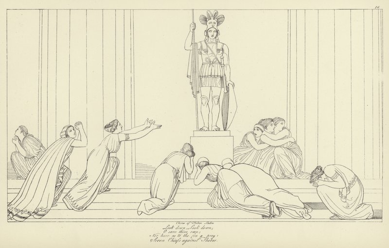 Siedmiu wodzów przeciwko Tebom autorstwa John Flaxman