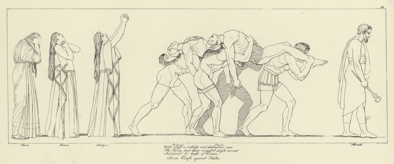 Siedmiu wodzów przeciwko Tebom autorstwa John Flaxman