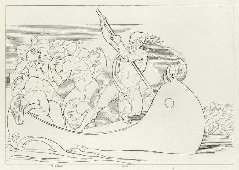 Łódź Charona, Inferno, Canto 3 (rycina) autorstwa John (after) Flaxman