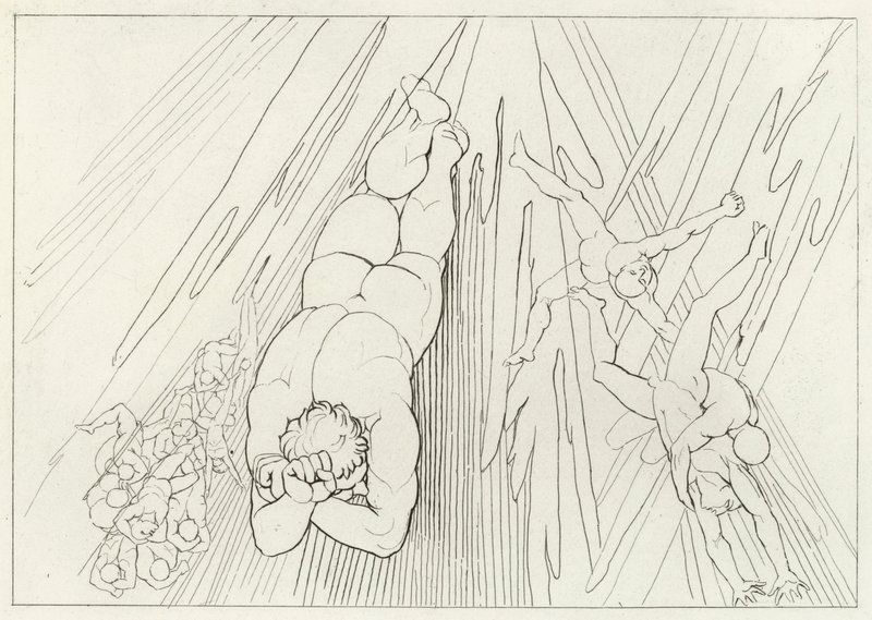 Lucyfer, Czyściec, Canto 12 (rycina) autorstwa John (after) Flaxman