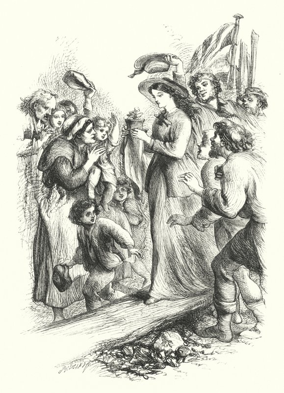 Lądowanie pierwiosnka (rycina) autorstwa John (after) Gilbert
