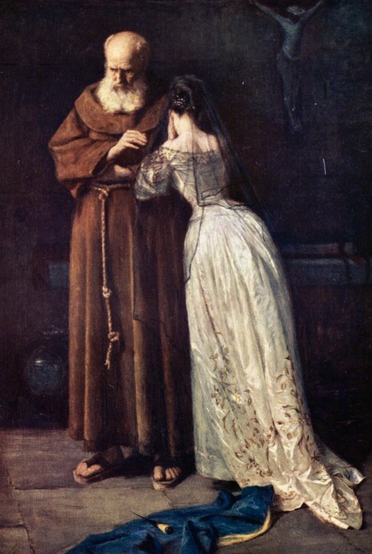 Zakonnik Lawrence i Julia (kolorowa litografia) autorstwa John (after) Pettie