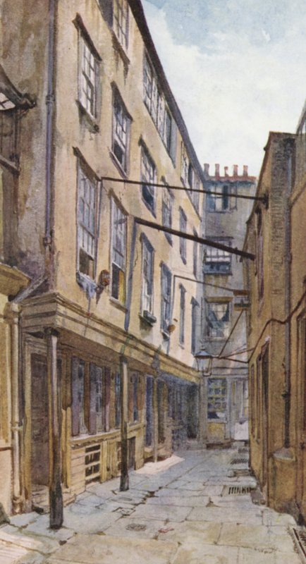 Zaginiony Londyn: Golden Buildings, Strand (kolorowa litografia) autorstwa John Crowther