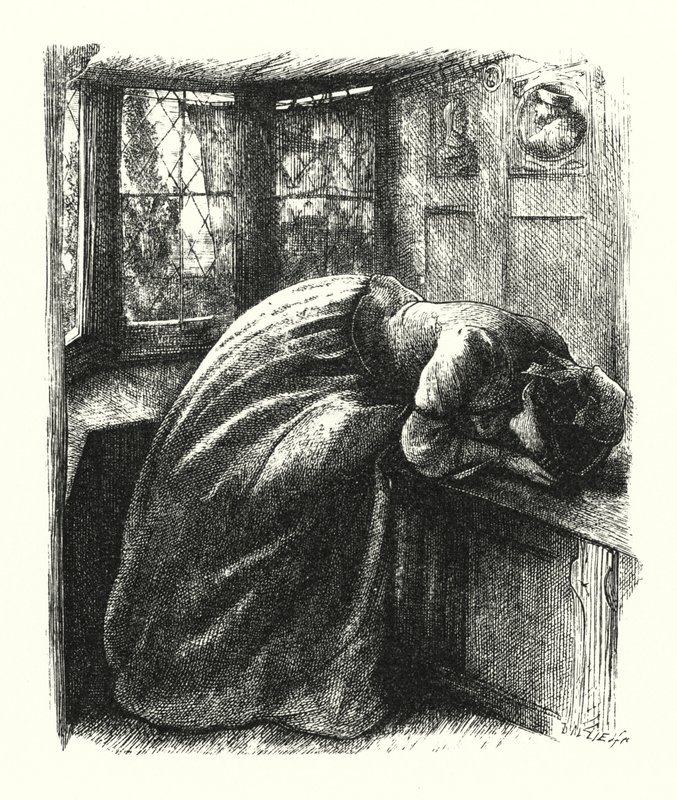 Mariana (Grawerowanie) autorstwa John Everett (after) Millais