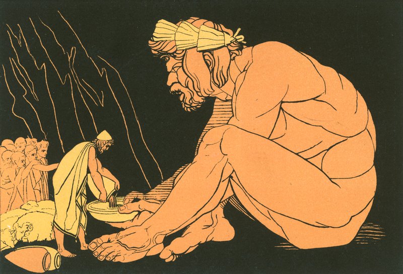 Odyseusz podający wino Polifemowi autorstwa John Flaxman