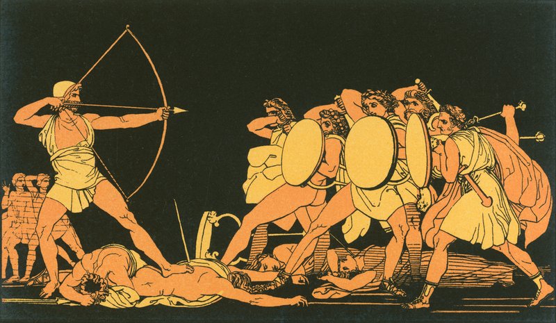 Ulisses zabija zalotników autorstwa John Flaxman