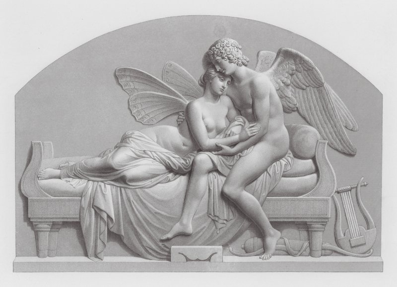 Kupidyn i Psyche (grawerunek) autorstwa John Gibson
