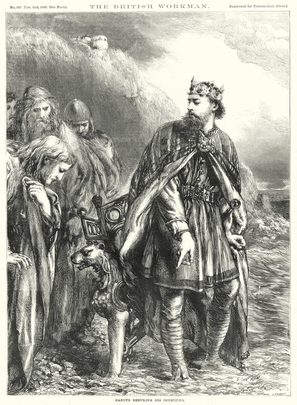 Kanut upominający swoich dworzan (rycina) autorstwa John Gilbert