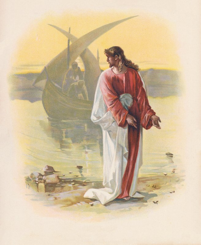 Nad Jeziorem Galilejskim (kolorowa litografia) autorstwa John Lawson