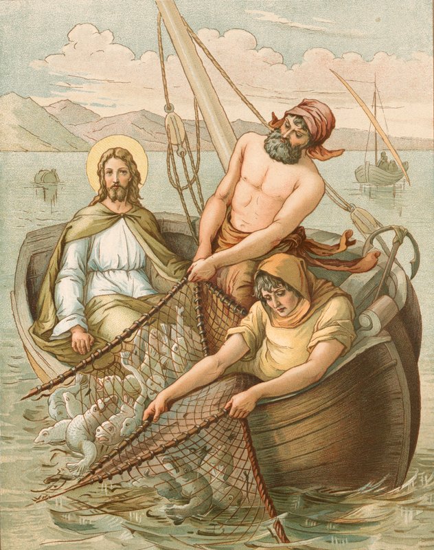 Jezus łowi ryby autorstwa John Lawson