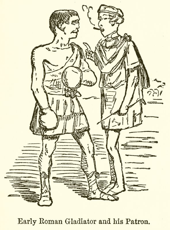 Gladiator wczesnorzymski i jego patron autorstwa John Leech