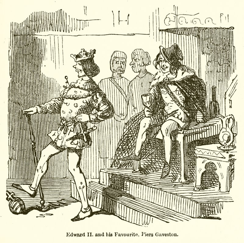 Edward II i jego ulubieniec, Piers Gaveston autorstwa John Leech