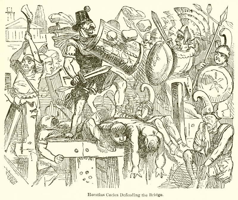 Horatius Cocles broni mostu autorstwa John Leech