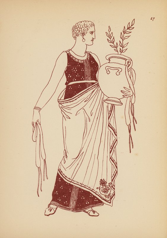 Starożytny grecki kostium kobiecy (litografia) autorstwa John Moyr Smith