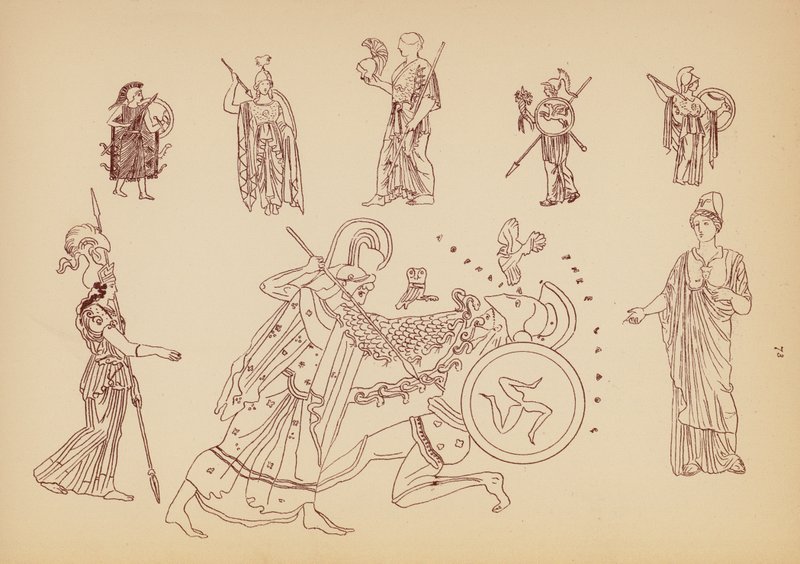 Starożytny grecki kostium kobiecy (litografia) autorstwa John Moyr Smith