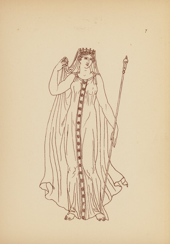 Starożytny grecki kostium kobiecy (litografia) autorstwa John Moyr Smith