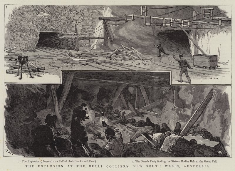 Wybuch w Bulli Colliery Nowa Południowa Walia, Australia autorstwa Joseph Nash