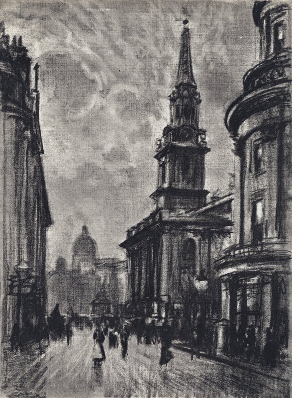 Duncannon Street, od Charing Cross (lito) autorstwa Joseph (after) Pennell