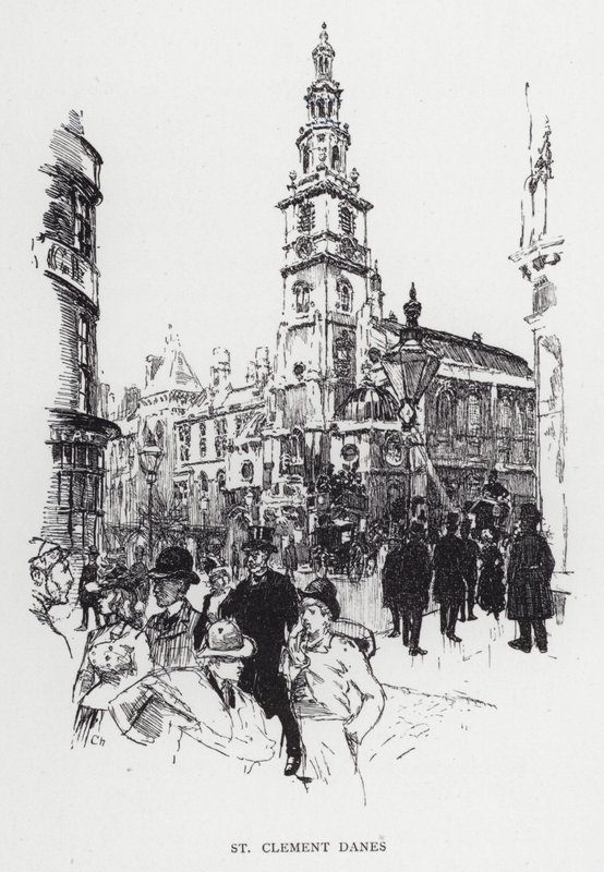 St Clement Danes (lito) autorstwa Joseph (after) Pennell