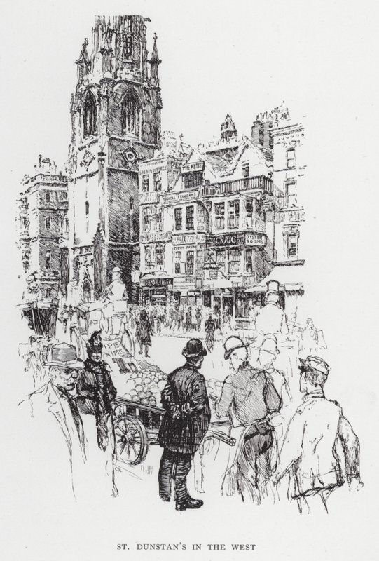 St Dunstan na Zachodzie (lito) autorstwa Joseph (after) Pennell