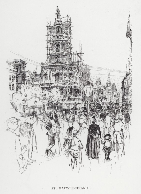 St Mary-le-Strand (lito) autorstwa Joseph (after) Pennell