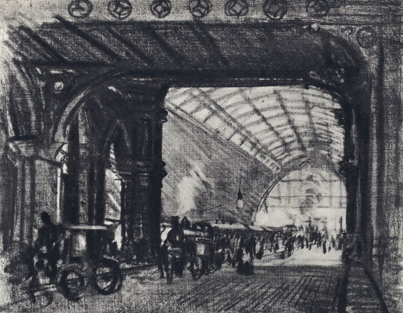 Stacja St Pancras (lito) autorstwa Joseph (after) Pennell