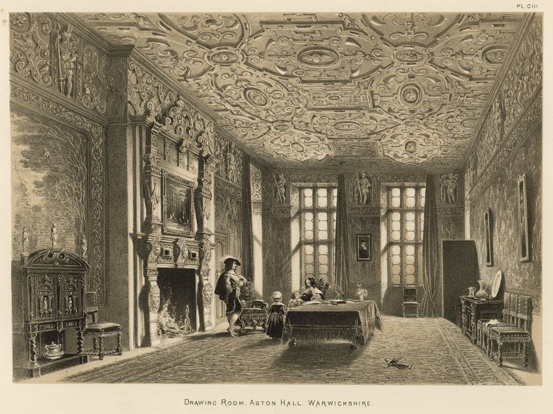 Salon, Aston Hall, Warwickshire autorstwa Joseph Nash
