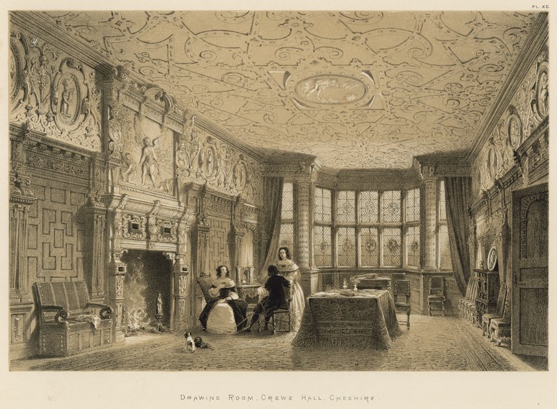 Salon, Crewe Hall, Cheshire autorstwa Joseph Nash