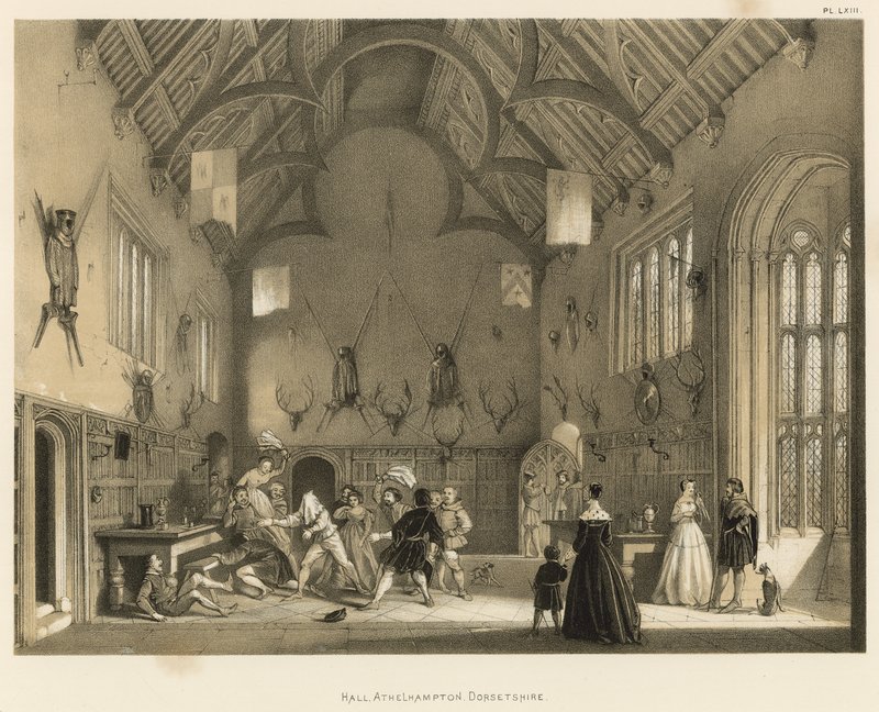 Hall, Athelhampton, Dorsetshire autorstwa Joseph Nash