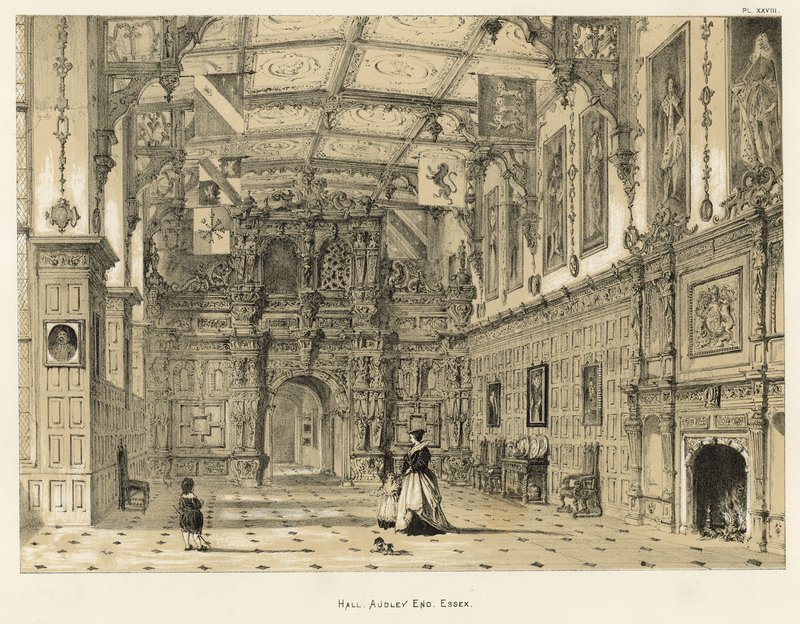 Hall, Audley End, Essex autorstwa Joseph Nash