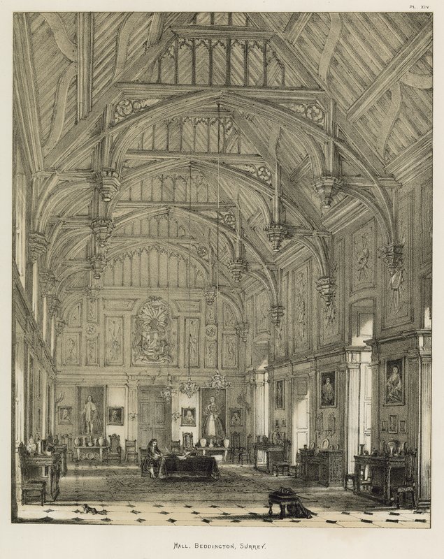 Hall, Beddington, Surrey autorstwa Joseph Nash