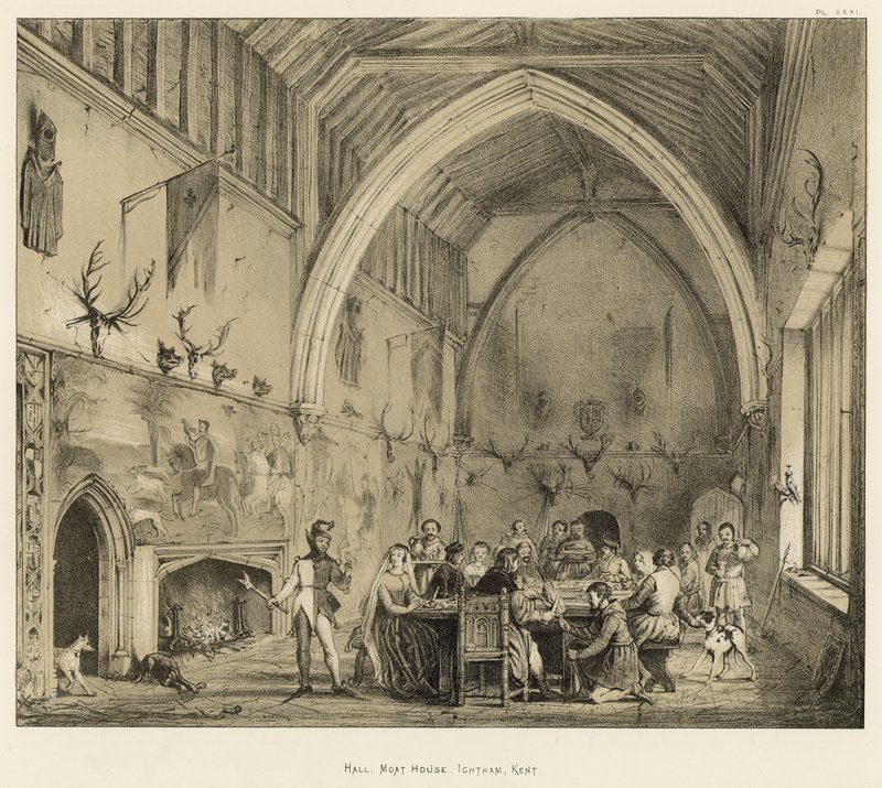 Hall, Fosa House, Ightham, Kent autorstwa Joseph Nash