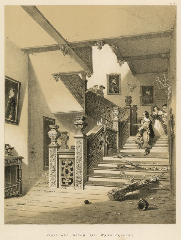Klatka schodowa, Aston Hall, Warwickshire autorstwa Joseph Nash