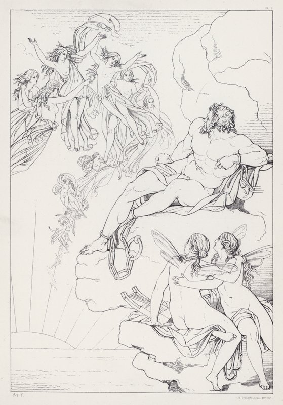 Shelleys Prometheus Unbound, Akt I autorstwa Joseph Noel after Paton