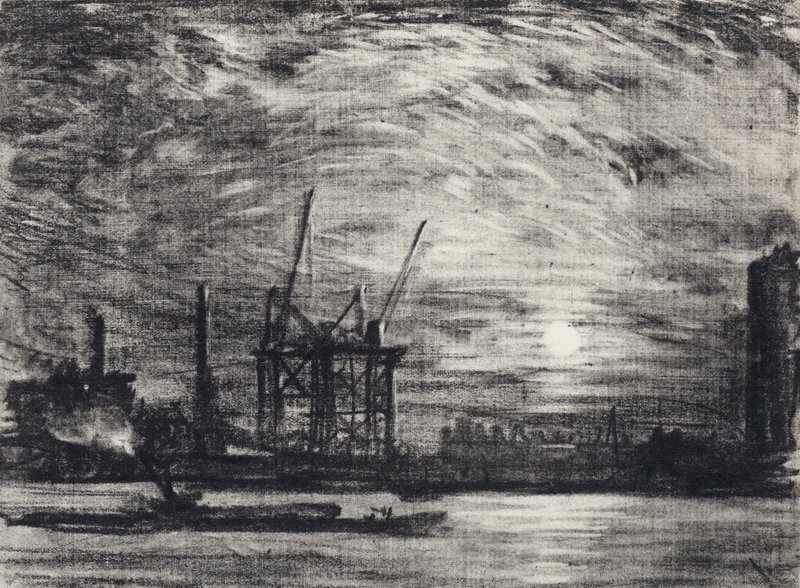Zachód słońca nad Waterloo autorstwa Joseph Pennell