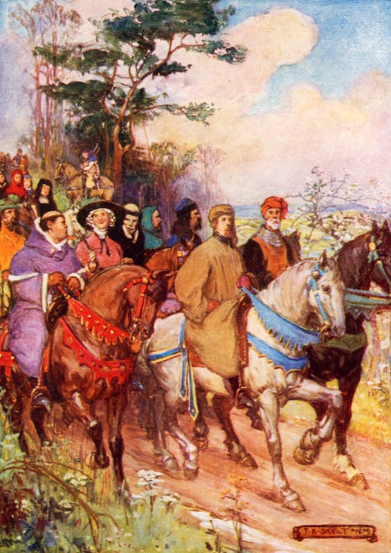 Pielgrzymi Chaucera, prowadzeni przez niego samego autorstwa Joseph Ratcliffe Skelton
