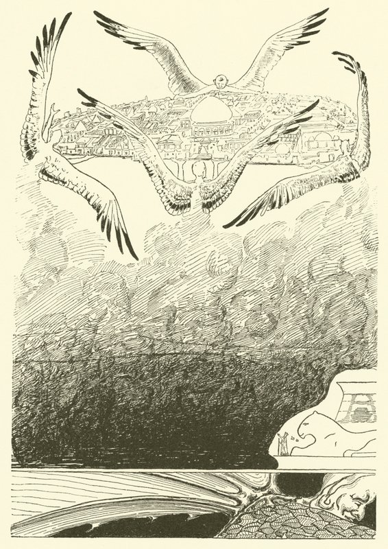 Czterech dżinów o skrzydłach mew (rycina) autorstwa Joseph Rudyard (after) Kipling