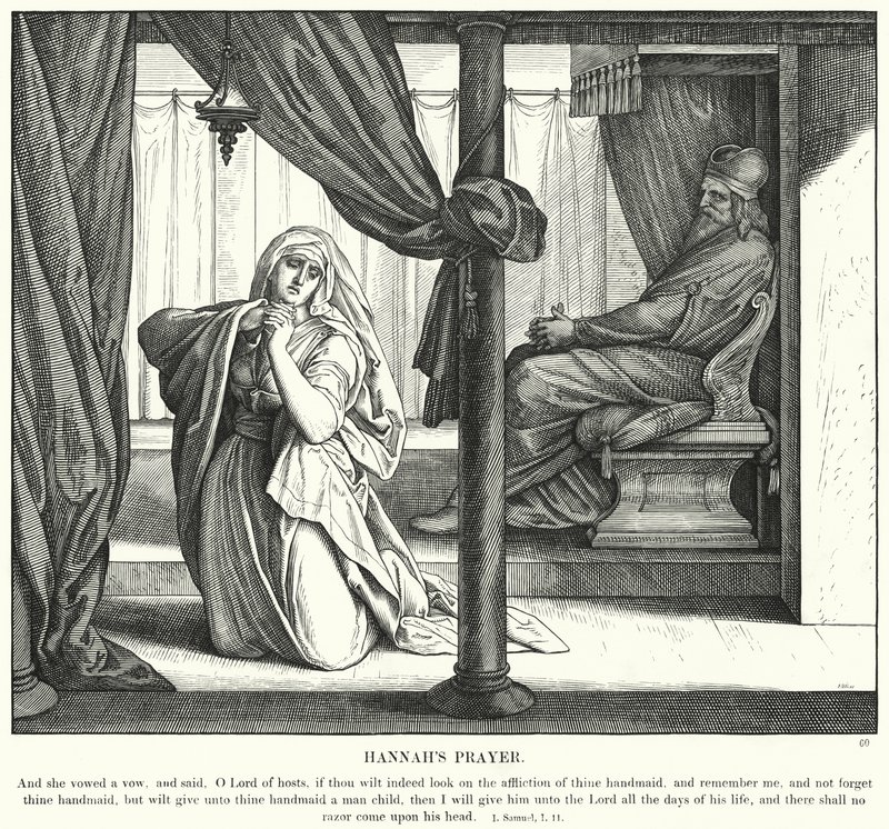 Modlitwa Hannah (grawerunek) autorstwa Julius (after) Schnorr von Carolsfeld