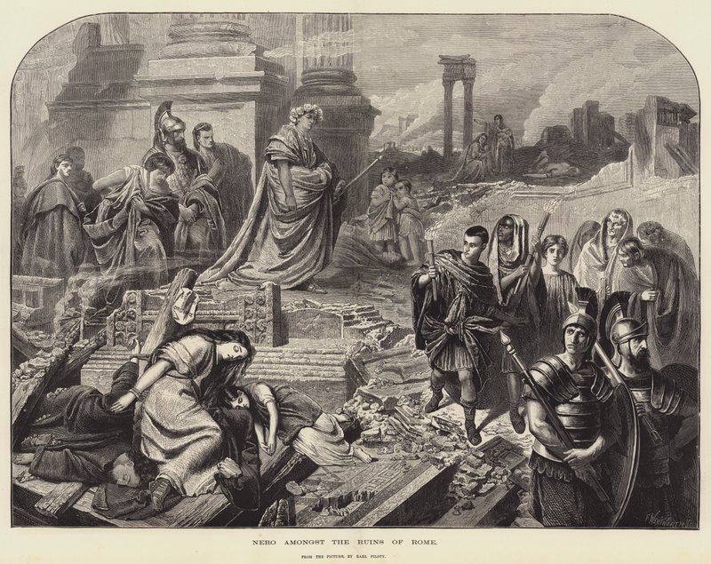 Nero wśród ruin Rzymu autorstwa Karl Theodor von Piloty