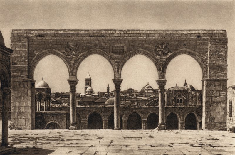 Jerozolima, Miejsce Świątyni (zdjęcie czarno-białe) autorstwa Karl Grober