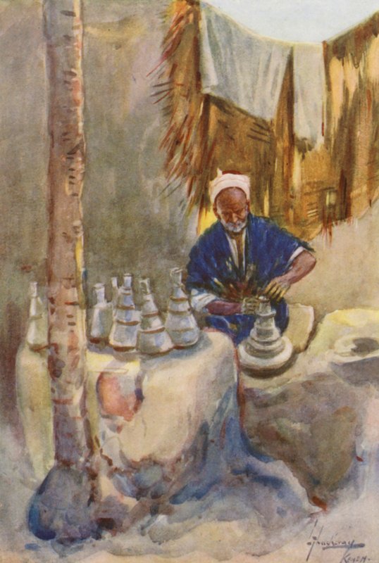 Ludzie Egiptu: Potter, Fokarani (kolorowa litografia) autorstwa Lance Thackeray
