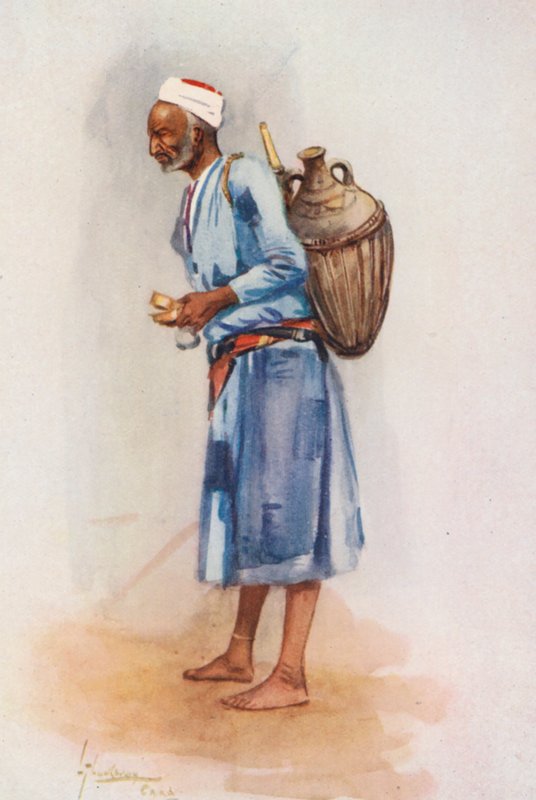 Ludzie Egiptu: Sprzedawca wody, Hemeli (kolorowa litografia) autorstwa Lance Thackeray